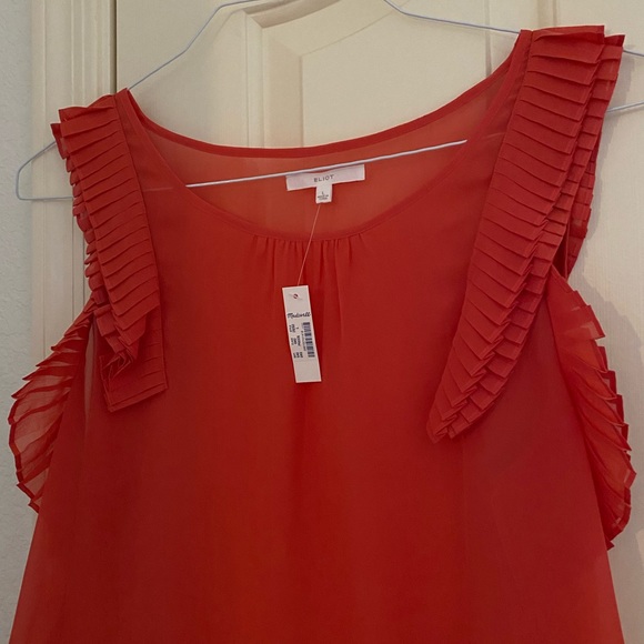 NWT Madewell Eliot Dark Coral Sleeveless Blouse - Picture 2 of 4